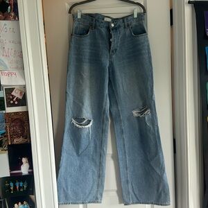 H&M Wide Leg Ripped Jeans